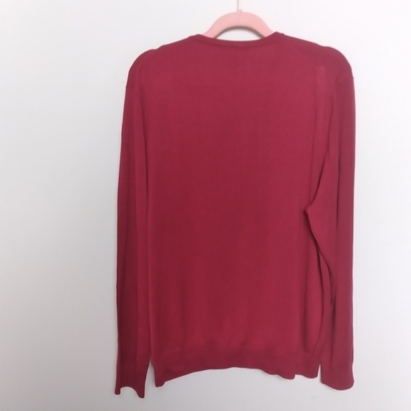 H&H Red Silk & Cotton Blend V Neck Men's Sweater Size Medium - Picture 3 of 10